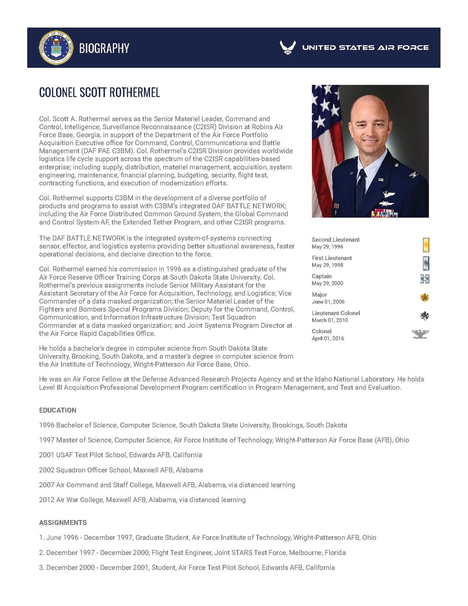 Scott Rothermel COLONEL SCOTT ROTHERMEL